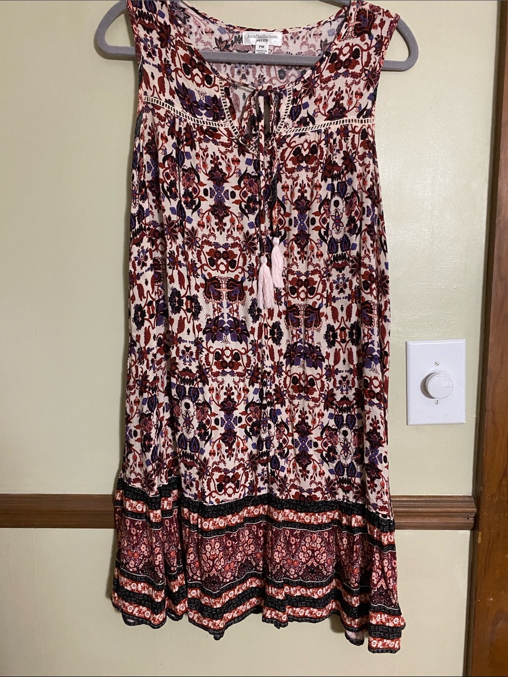 JohnPaulRichard Cream Midi Dress with Pink, Navy & Rust Floral Print